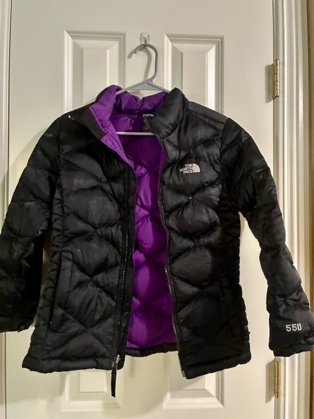 The North Face Kids Black Puffer Jacket with Purple Lining- Size 14/16